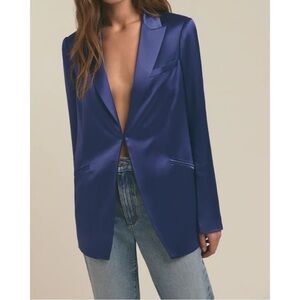 Favorite Daughter Satin Navy Blazer M 8/10